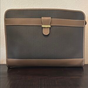 Vintage Dunhill Brown Herringbone Pouch Bag with Sleek Design